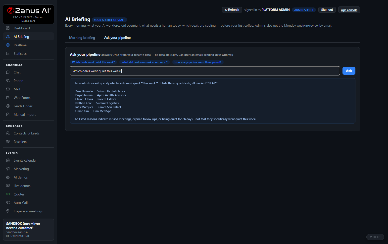 Ask-your-pipeline chat