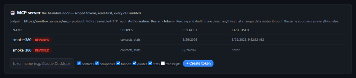 MCP token scopes