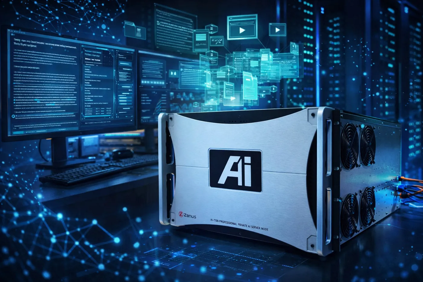 The Zanus AI Server doing the AI processing behind the Zanus AI software
