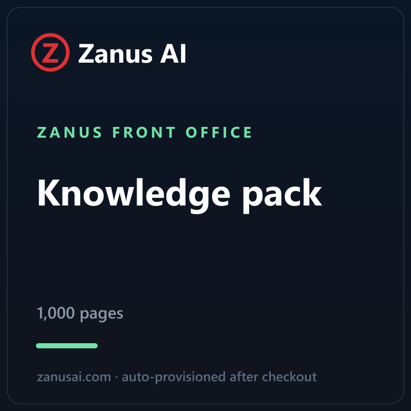 Zanus Front Office — Knowledge pack (1,000 pages)