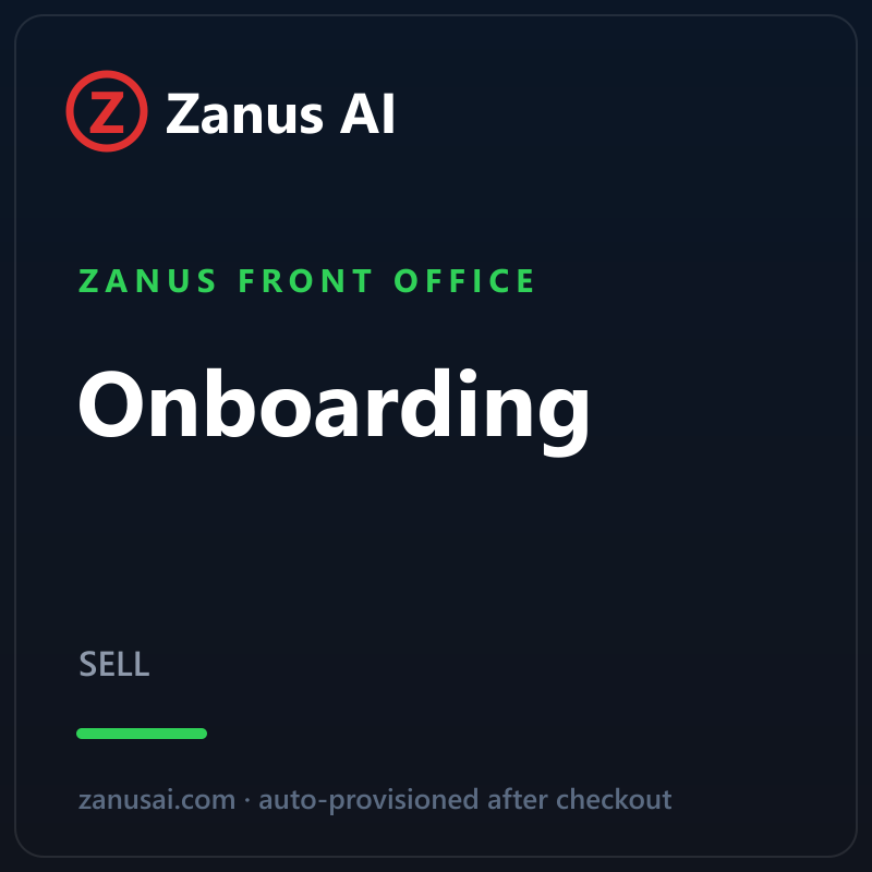 Zanus Front Office — Onboarding (SELL)