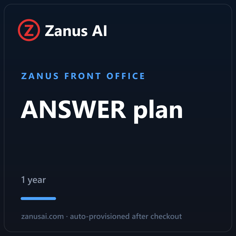 Zanus Front Office — ANSWER plan (1 year)