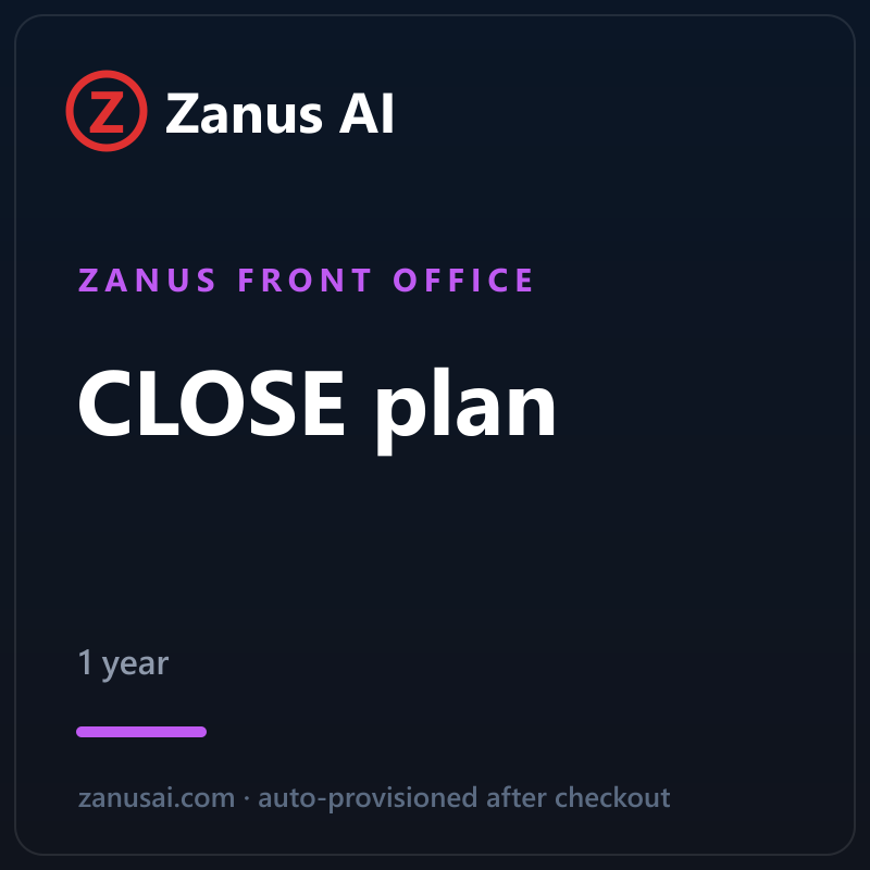 Zanus Front Office — CLOSE plan (1 year)