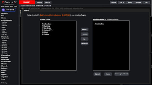 Zanus AI Software for Small Business — API control panel for managing integrations, webhooks, and external connections