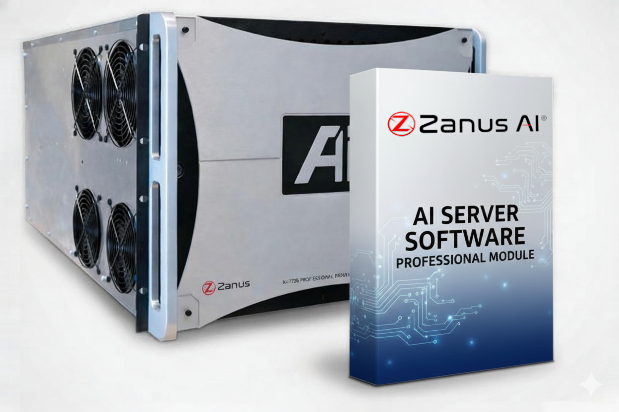 Zanus AI Prime — 8U rackmount private AI server system with NVMe RAID storage, 2M+ document capacity, air-gapped capable infrastructure for business